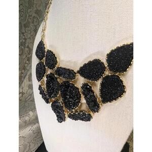 Chic Black Druzy Statement Necklace by Landry - New with Tags